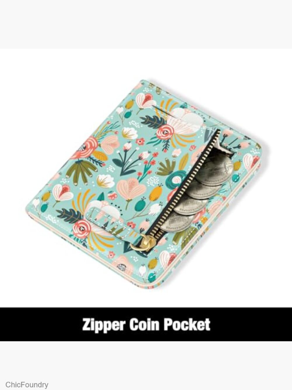 RFID Blocking Bifold Slim Wallet with Card Slots and Zipper Coin Pocket - Picture 4 of 7
